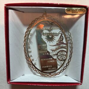 Delaware 24K Gold Flashed Brass Christmas Cut Out Ornament Nation's Treasures